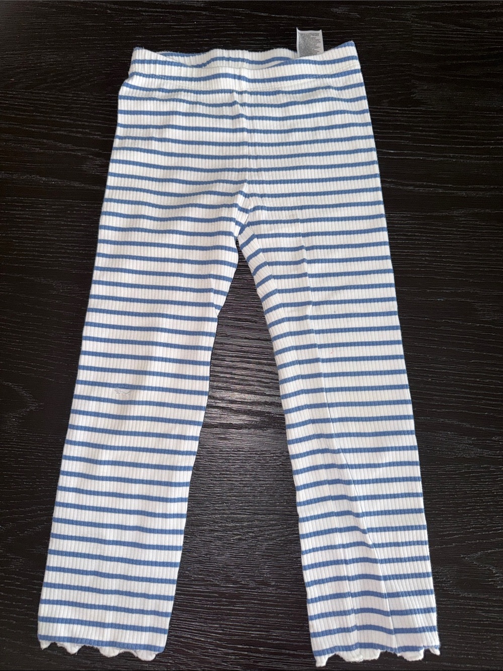 Janie and Jack Blue and White Ribbed Stripe Leggings